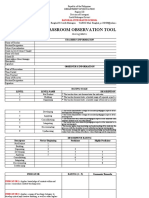 Classroom Observation Tool for Bangkal Integrated School