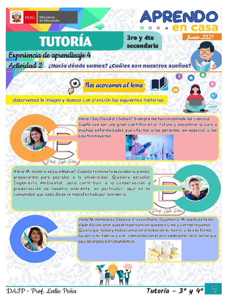 3 Y 4 Hacia Donde Vamos Cuales Son Nuestros Sue os Tutoria 