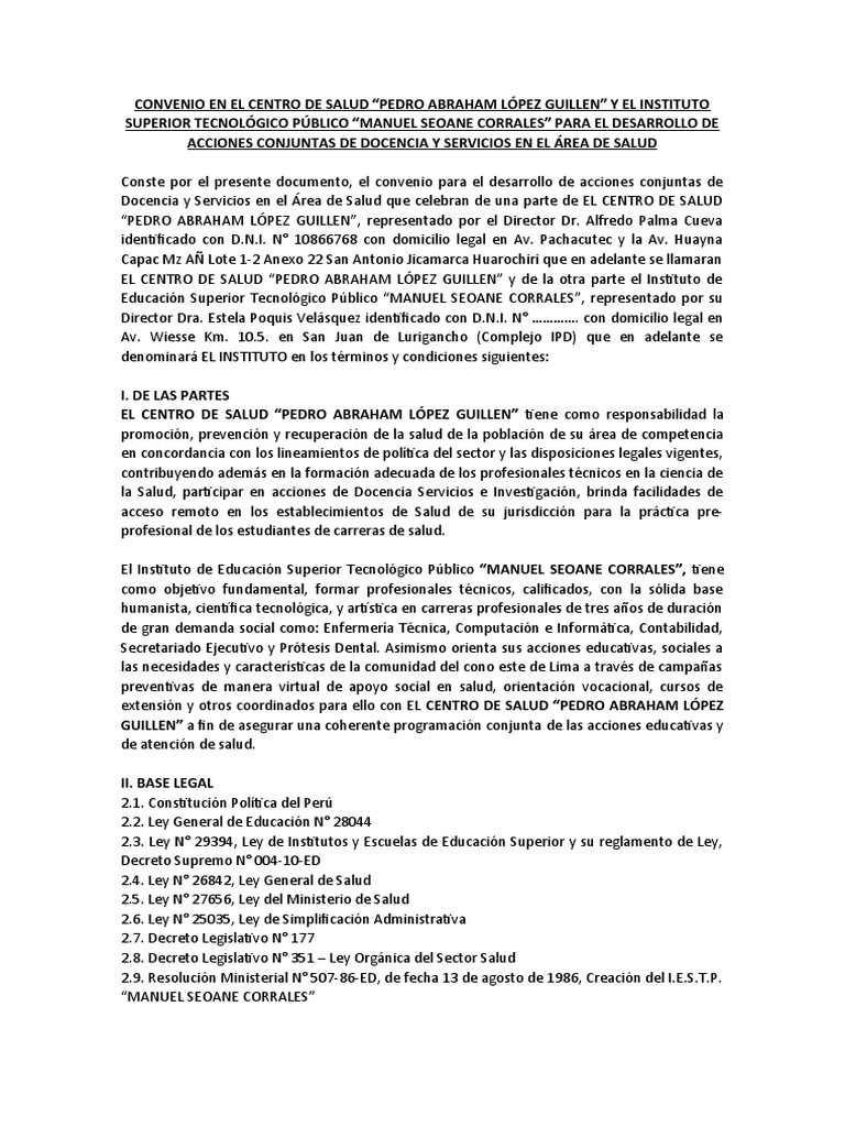 Convenio en El Centro de Salud | PDF