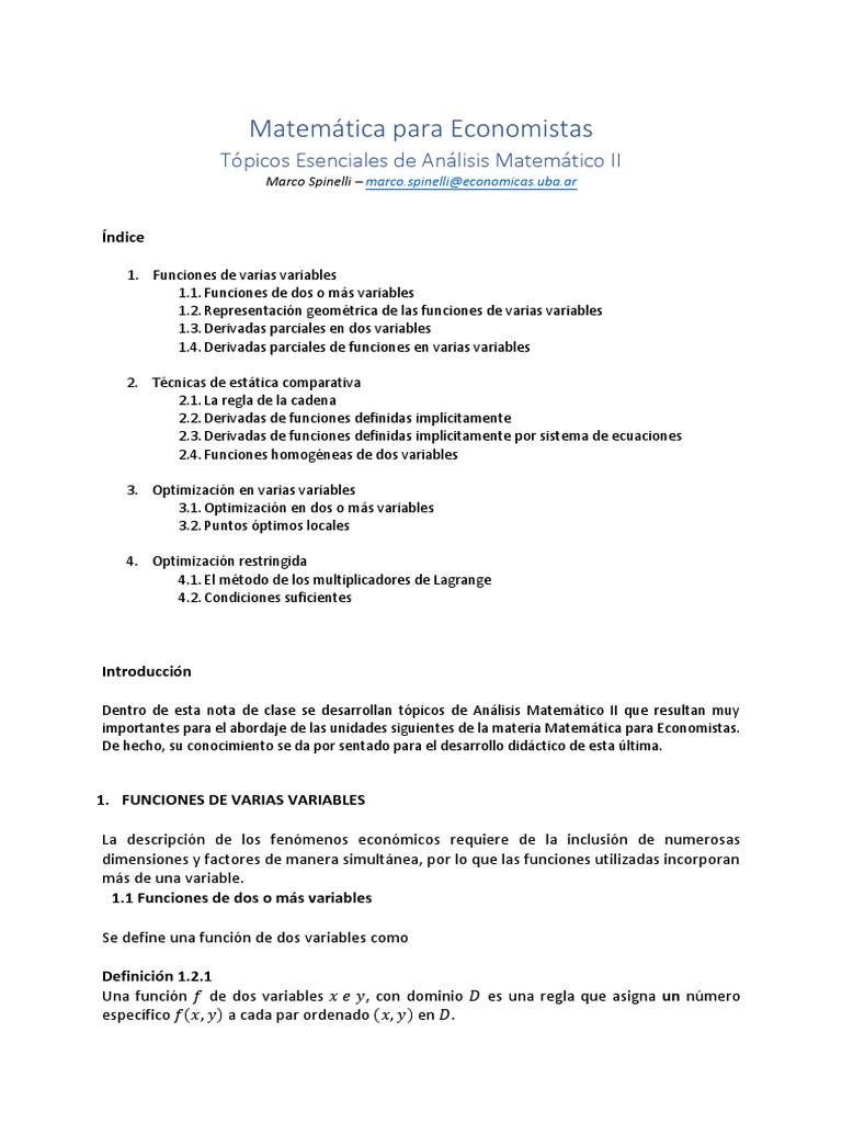 Resumen de Matemáticas para Economistas | PDF | Ecuaciones ...