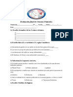 Evaluacion Final de Ciencias Naturales