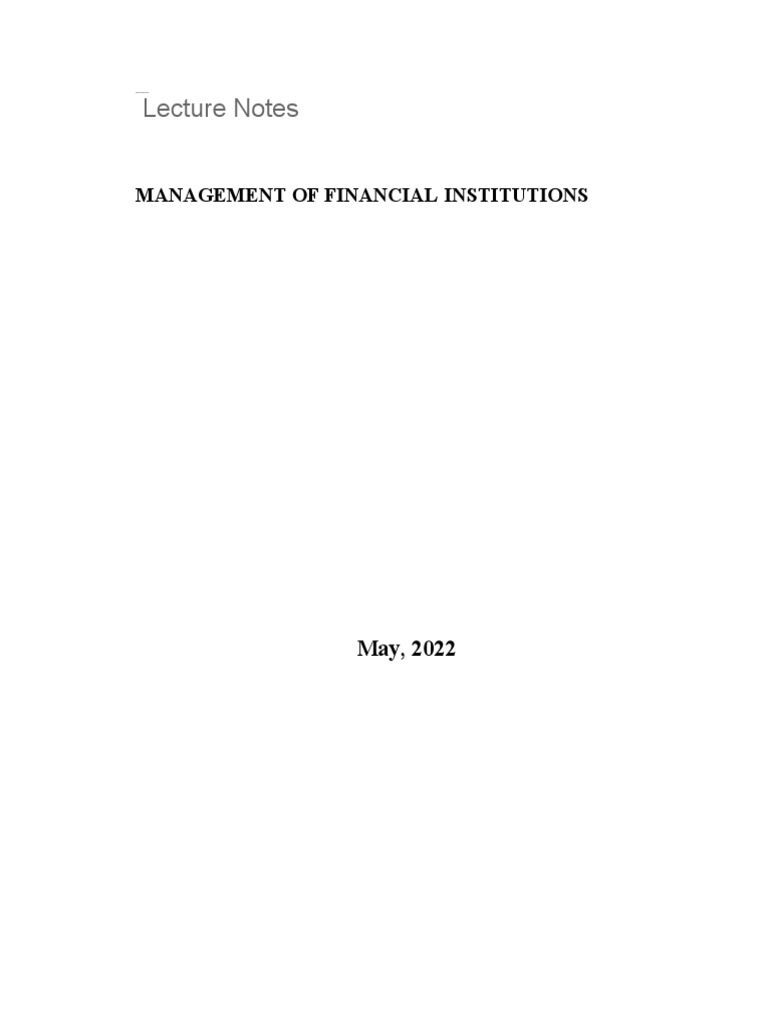 Management of Financial Institutions | PDF