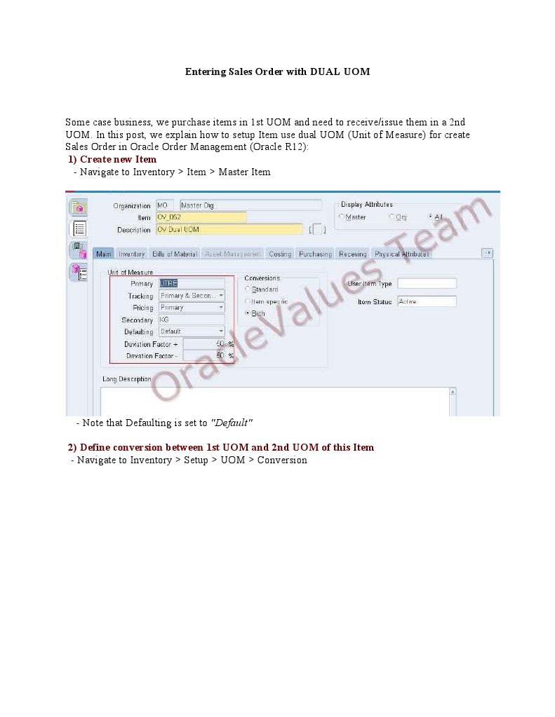 Dual UOM Setup for Sales Orders | PDF