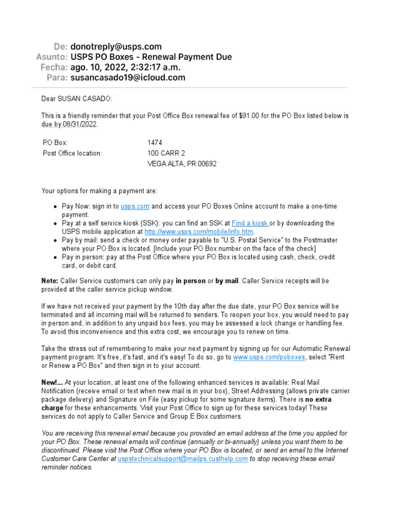 USPS PO Boxes Renewal Payment Due PDF