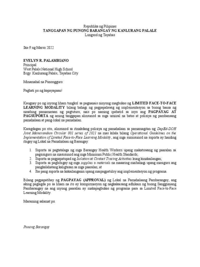 Letter For Barangay Captains vrogue.co
