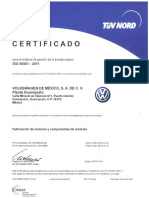 Certificado ISO 50001 2011 Planta Guanajuato