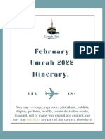 February Umrah 2022 Itinerary.: LHR KSA