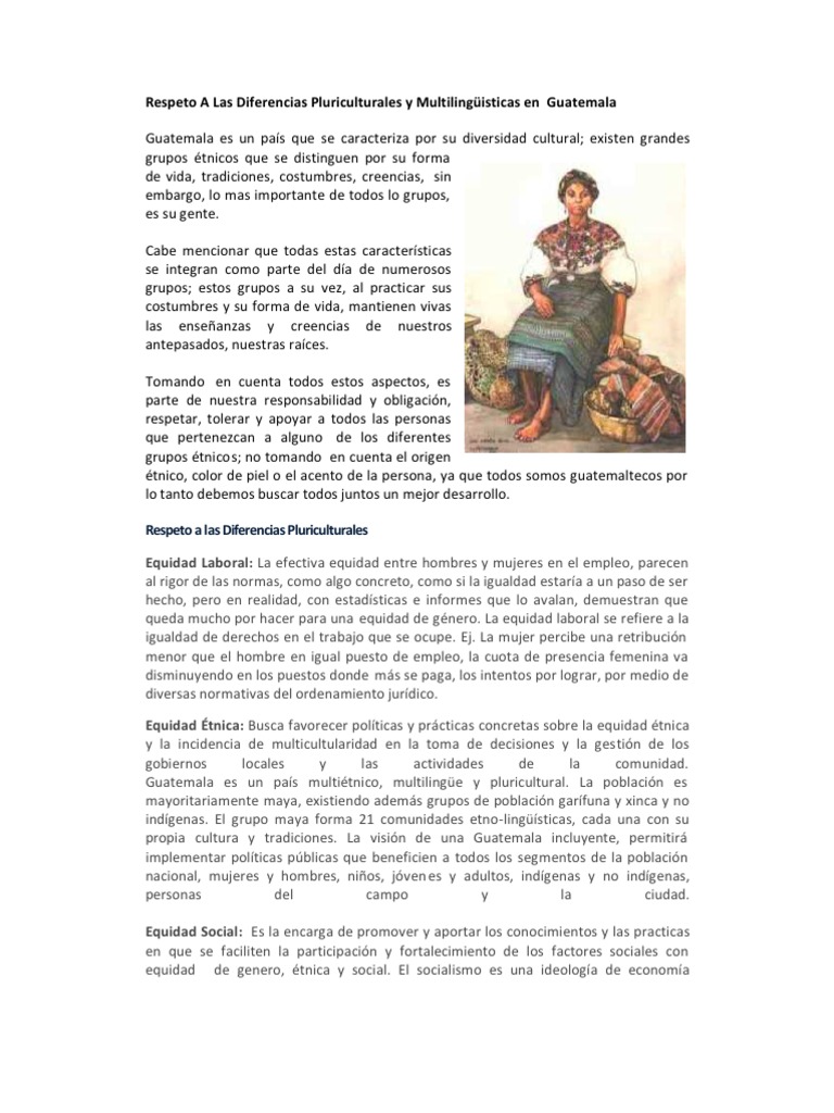 Respeto A Las Diferencias Pluriculturales y Multilingüisticas en | PDF ...