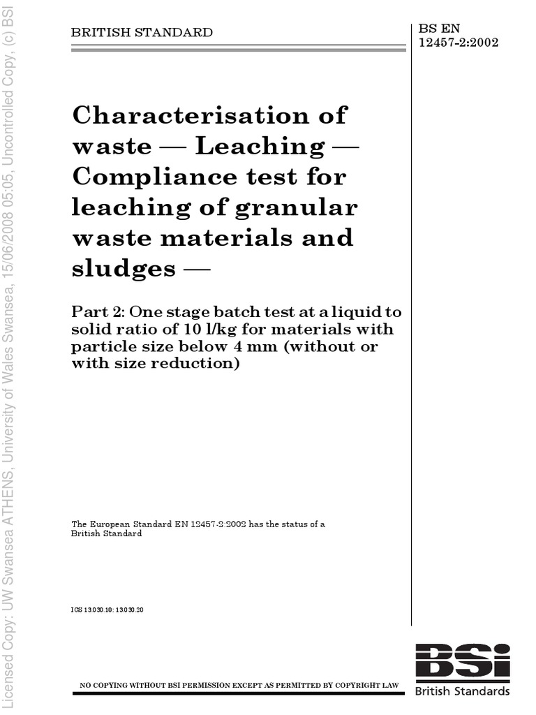 BS en 12457-2-2002 | PDF | Accuracy And Precision | European Union