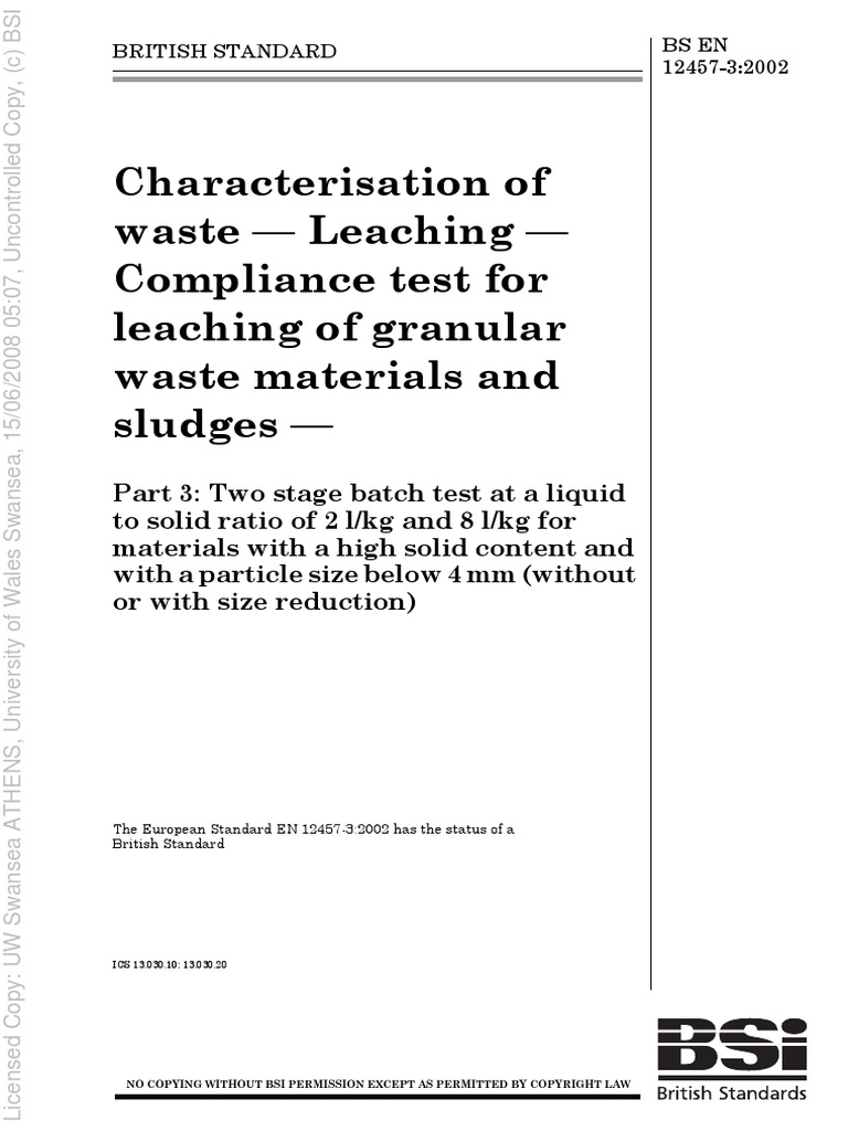 BS en 12457-3-2002 | PDF | Verification And Validation | European Union