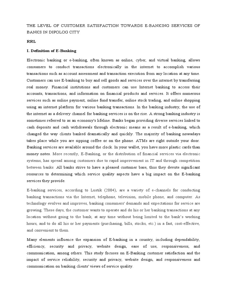 RRL I Definition Of E Banking PDF Online Banking Banks Banking