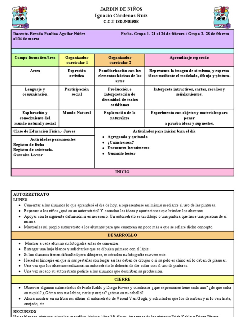 Actividades de Aprendizaje en Jardín de Niños | PDF | Educación de la ...