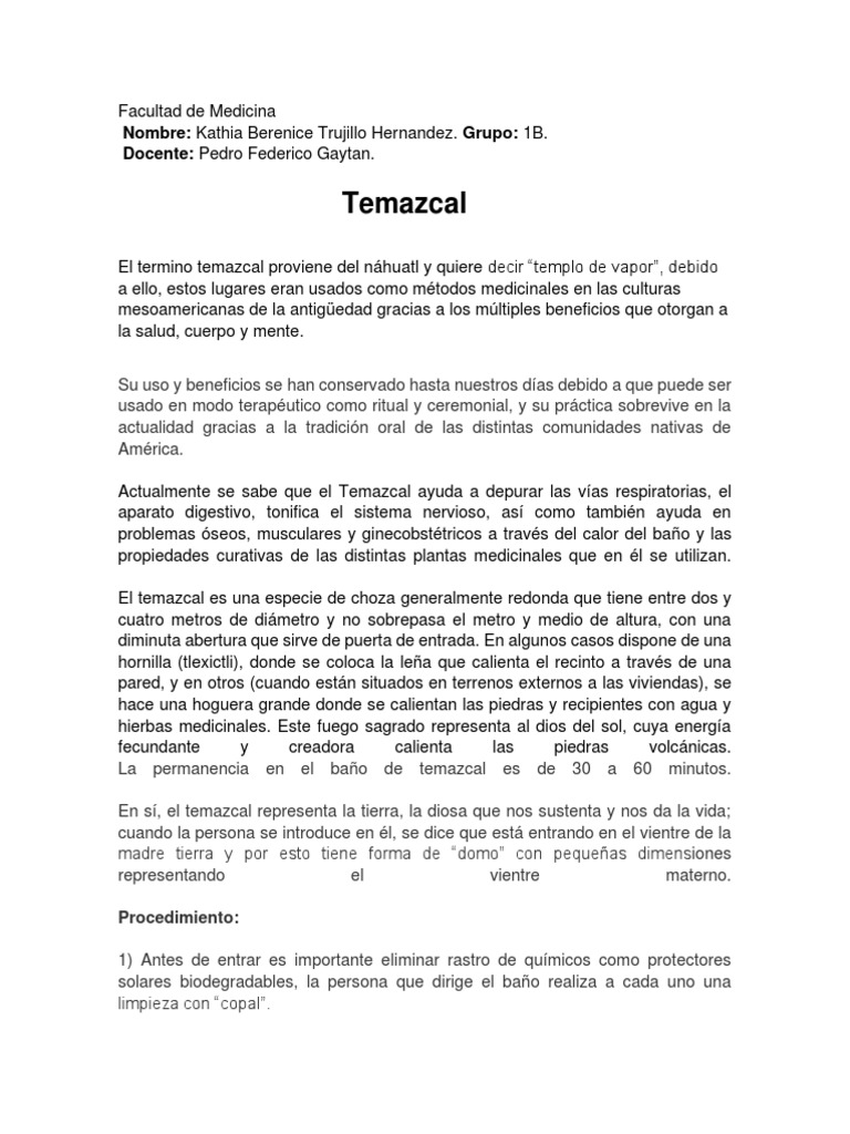 Beneficios y Ritual del Temazcal | PDF
