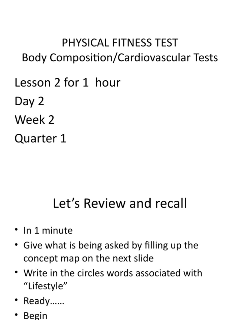 Physical Fitness Test Body Composition/Cardiovascular Tests Lesson 2
