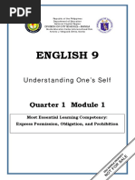 ENGLISH 9 Q1 W1 Mod1 Understanding Ones Self