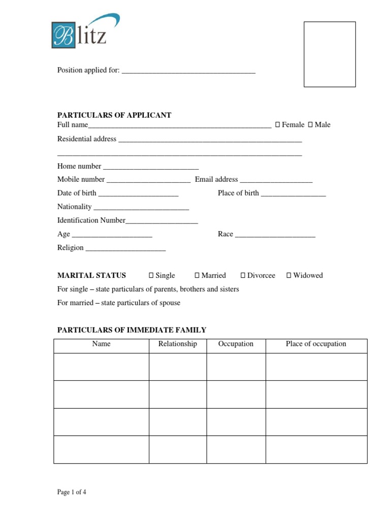 Employment Application Form | PDF | Diseases And Disorders | Health ...