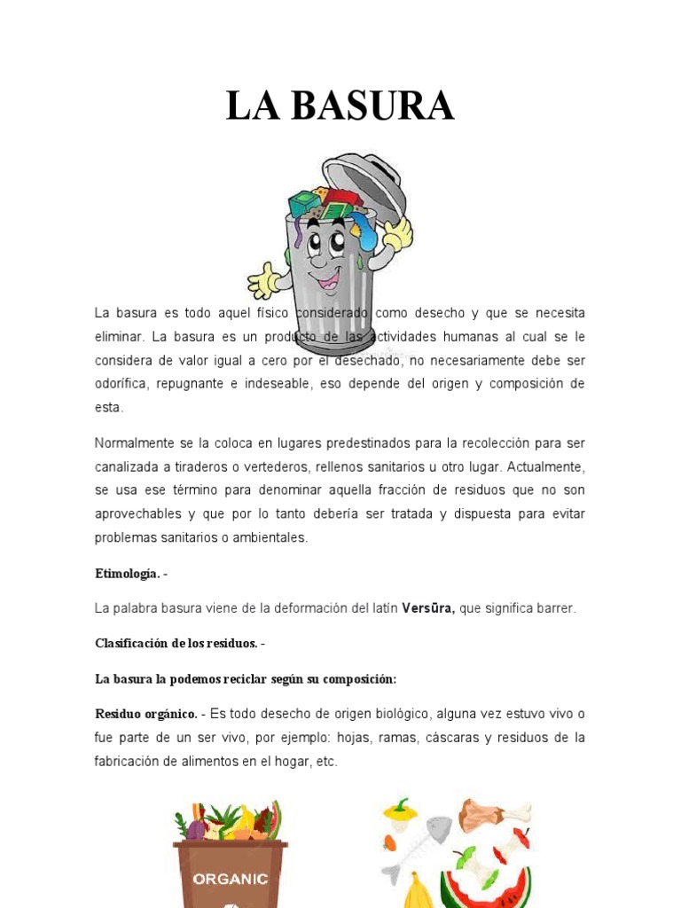 Concepto y clasificación de la basura | PDF | Residuos | Diarrea