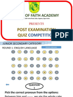 Pride of Faith Academy: Post Examination Quiz