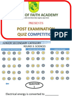 Pride of Faith Academy: Post Examination Quiz