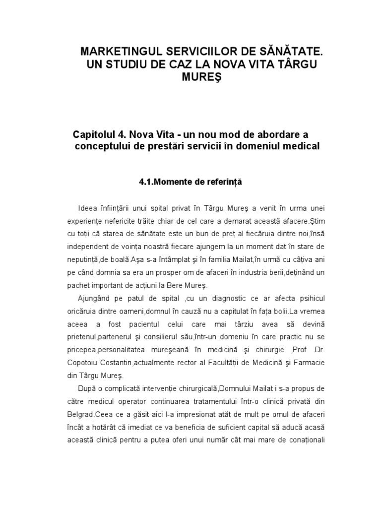Studiu De Caz Nova Vita