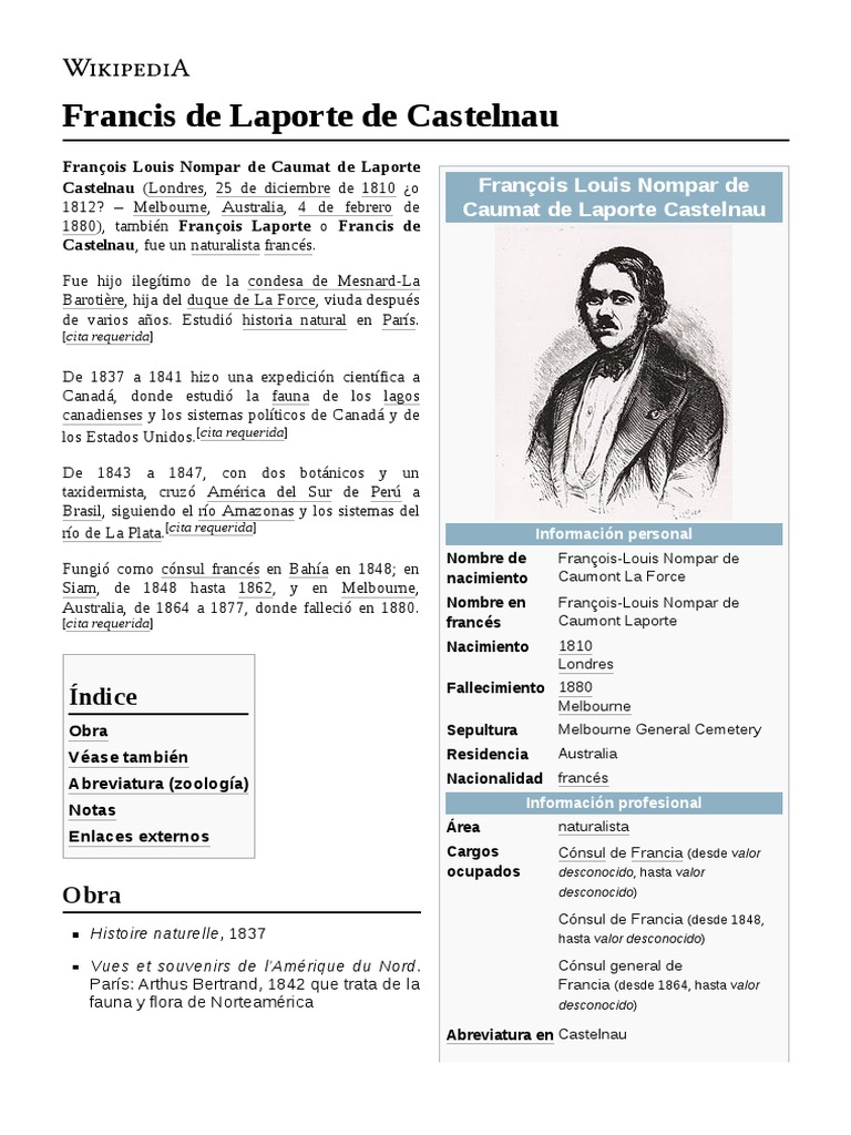 Francis de Laporte de Castelnau PDF Botánica Nomenclatura biológica