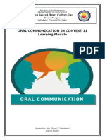 Oral Communication in Context 11 Learning Module: Cebu Sacred Heart College, Inc