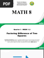 Math 8: Republic of The Philippines Department of Education REGION VII (Central Visayas) Schools Division of Bais City