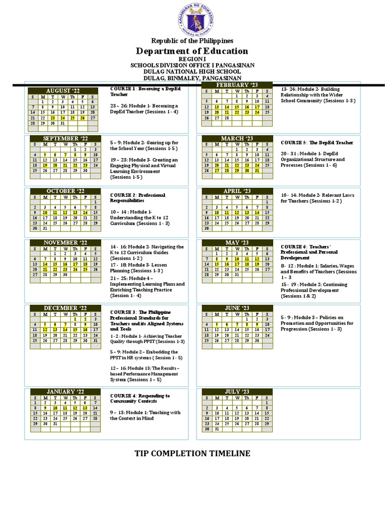 TIP CALENDAR PDF Teachers Curriculum