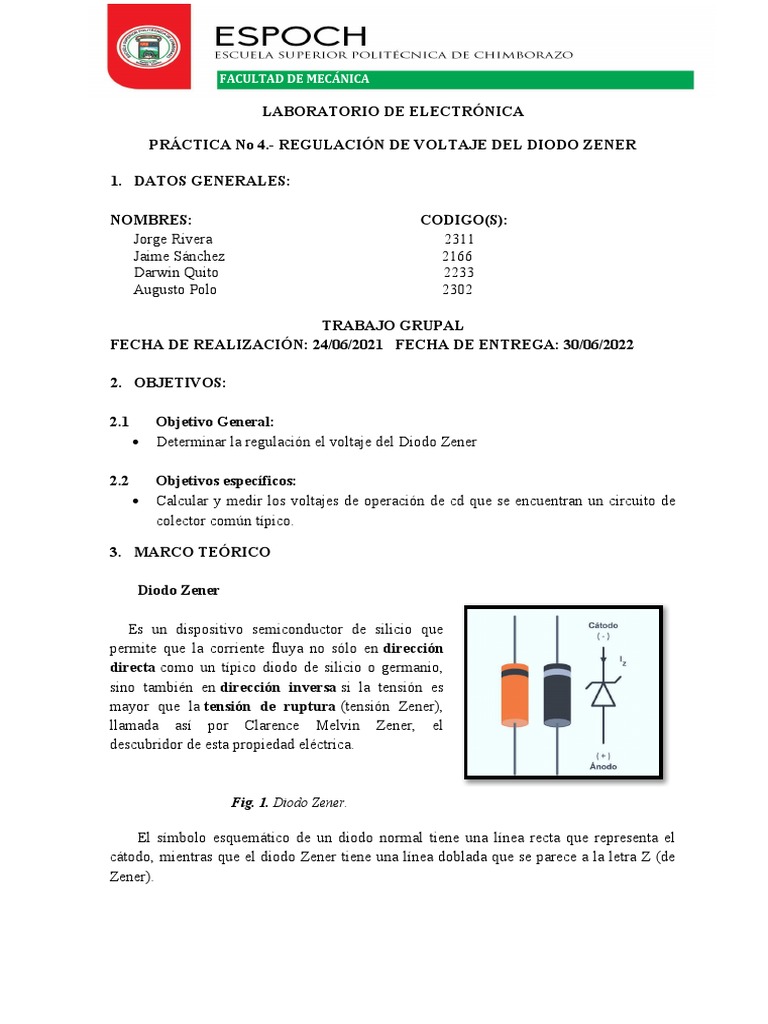 Regulación de Voltaje con Diodo Zener | PDF | Diodo | Corriente eléctrica