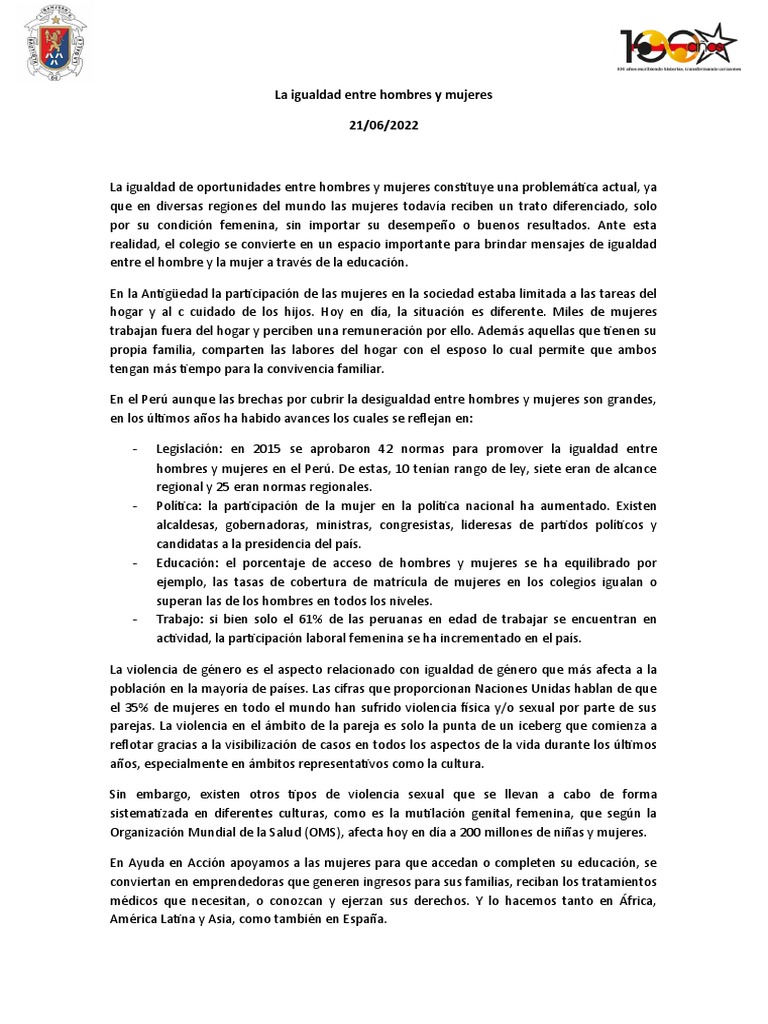 Igualdad de Género: Retos y Avances | PDF | Mujer | Igualdad de género
