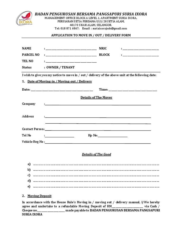 Form-Move in Application | PDF | Justice | Crime & Violence