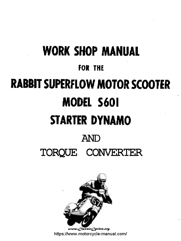 Fuji S601 Rabbit Scooter Dynamo Starter Torque Converter Service Manual ...