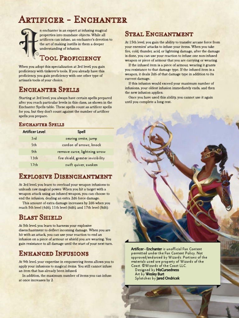 Artificer Level Spell PDF