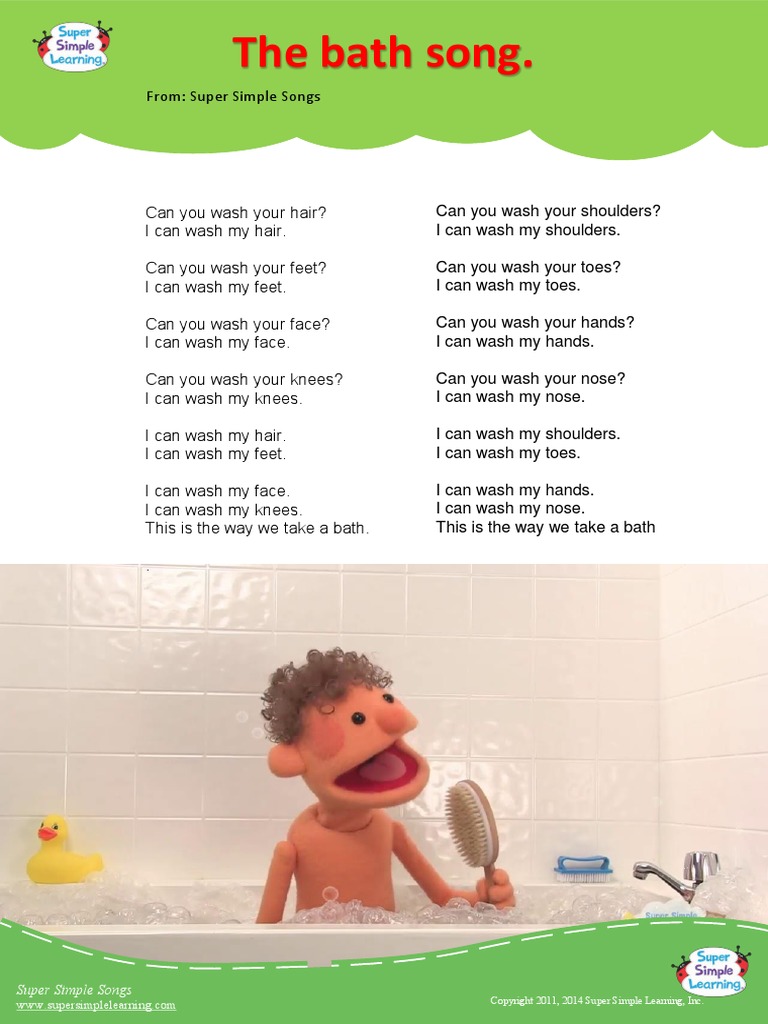 12 The Bath Song - Lyrics - Flashards - Flashcards | PDF