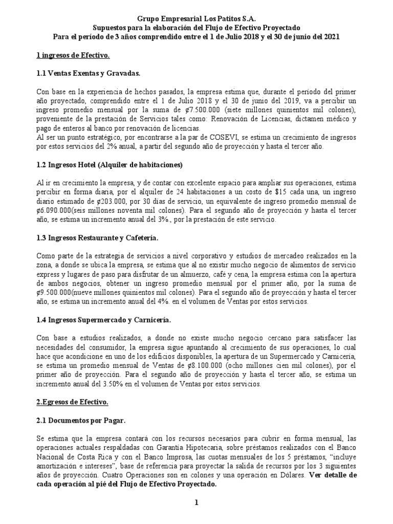 Ejemplo de Flujo de Caja Proyectado | PDF | Business | Economias
