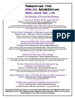 2017-2018 Schedule of Parent Workshops: "Anxiety Awareness: What's All The Angst About?"