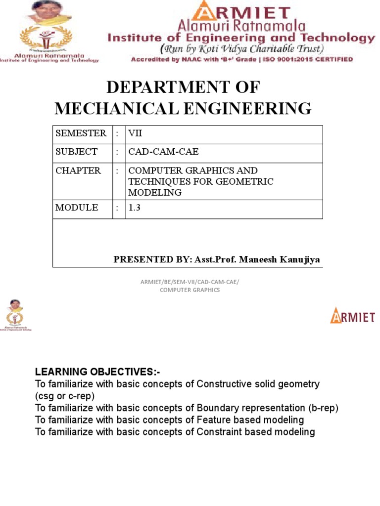 Sub-Module 1.3 - Solid Modeling | PDF | Graphics | Technical Drawing