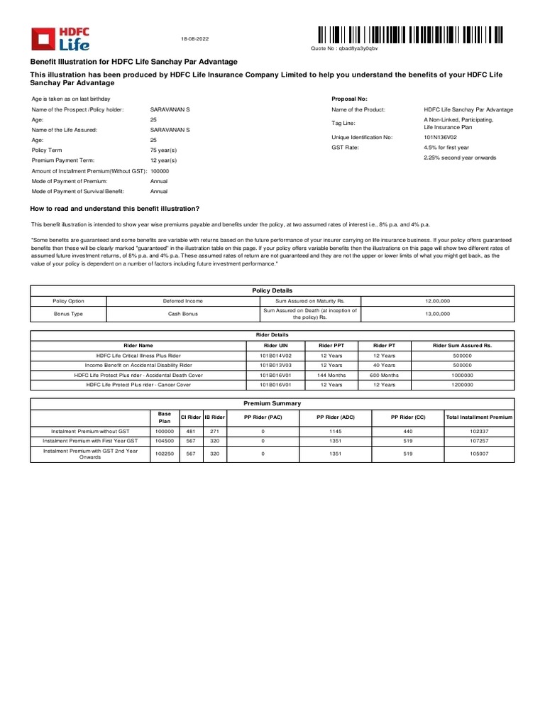 HDFC Life Sanchay Par Advantage Overview | PDF | Life Insurance | Insurance