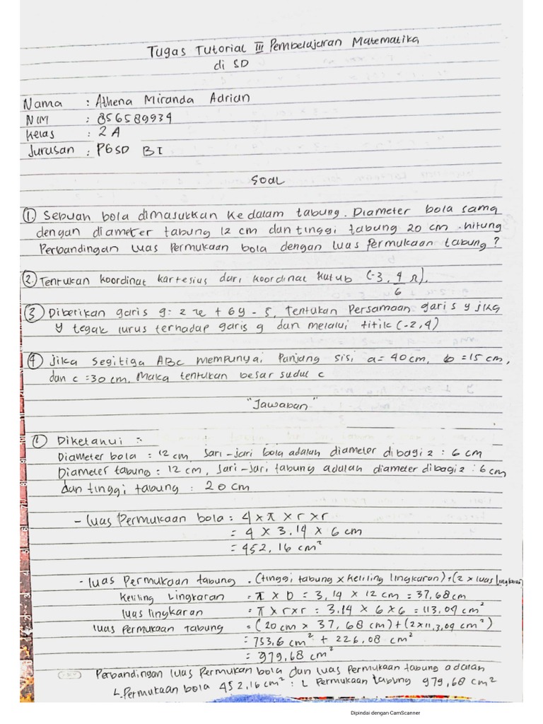 Tugas Tutorial 3 Pembelajaran Matematika Di Sd Athena Miranda Adrian