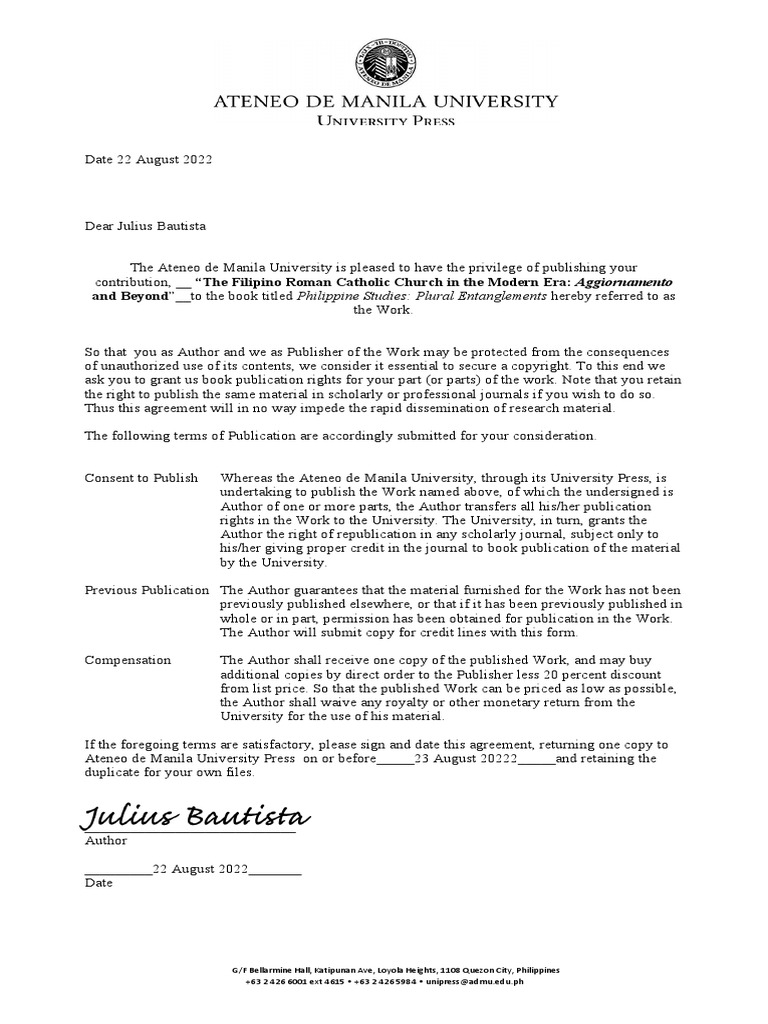 AUP Permission Form - Philippine Studies Plural Entanglements | PDF ...