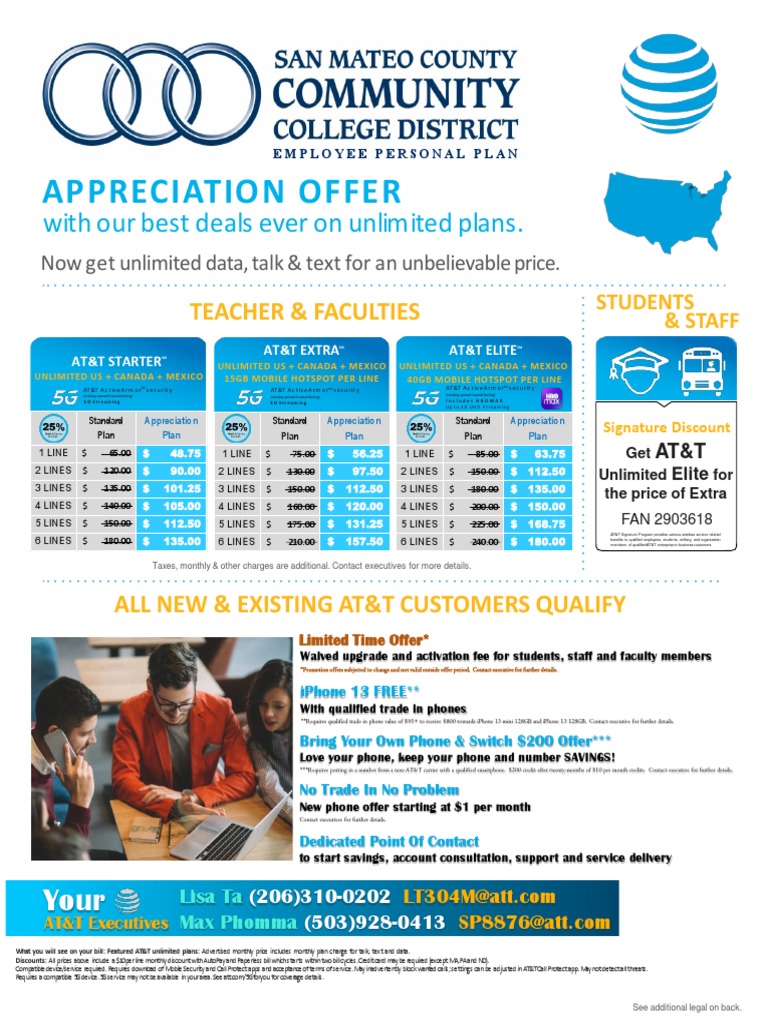 SMCCD Employee Personal Plan ATT Benefits PDF At&T Mobility I Phone