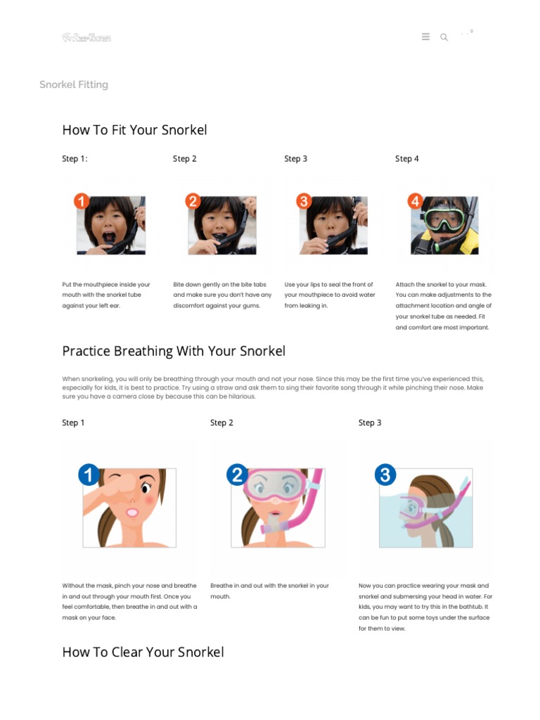 Snorkel Fitting and Proper Use PDF Snorkeling Athletic Sports