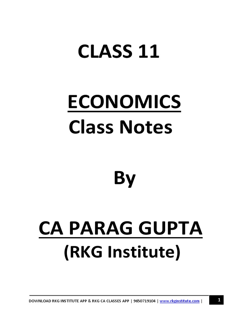 Class 11 Economics Notes by CA Parag Gupta | PDF | Elasticity ...