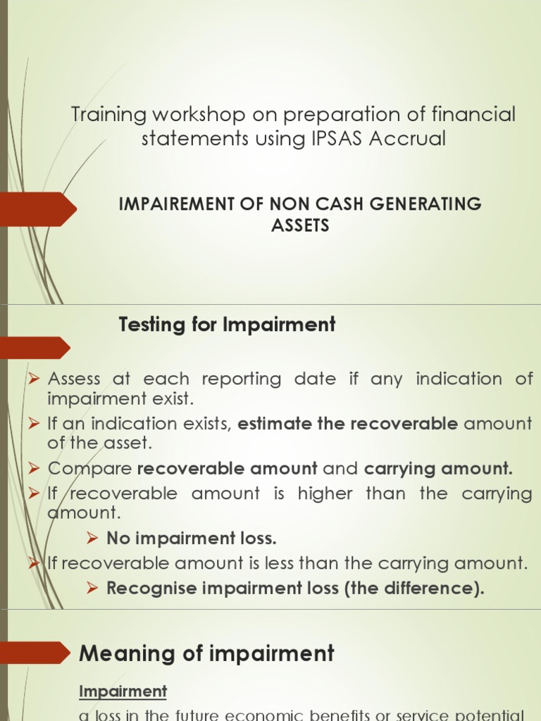 Ipsas Training - Impairement of Assets | PDF | Depreciation | Valuation ...