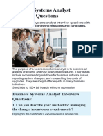 Business Systems Analyst Interview Questions