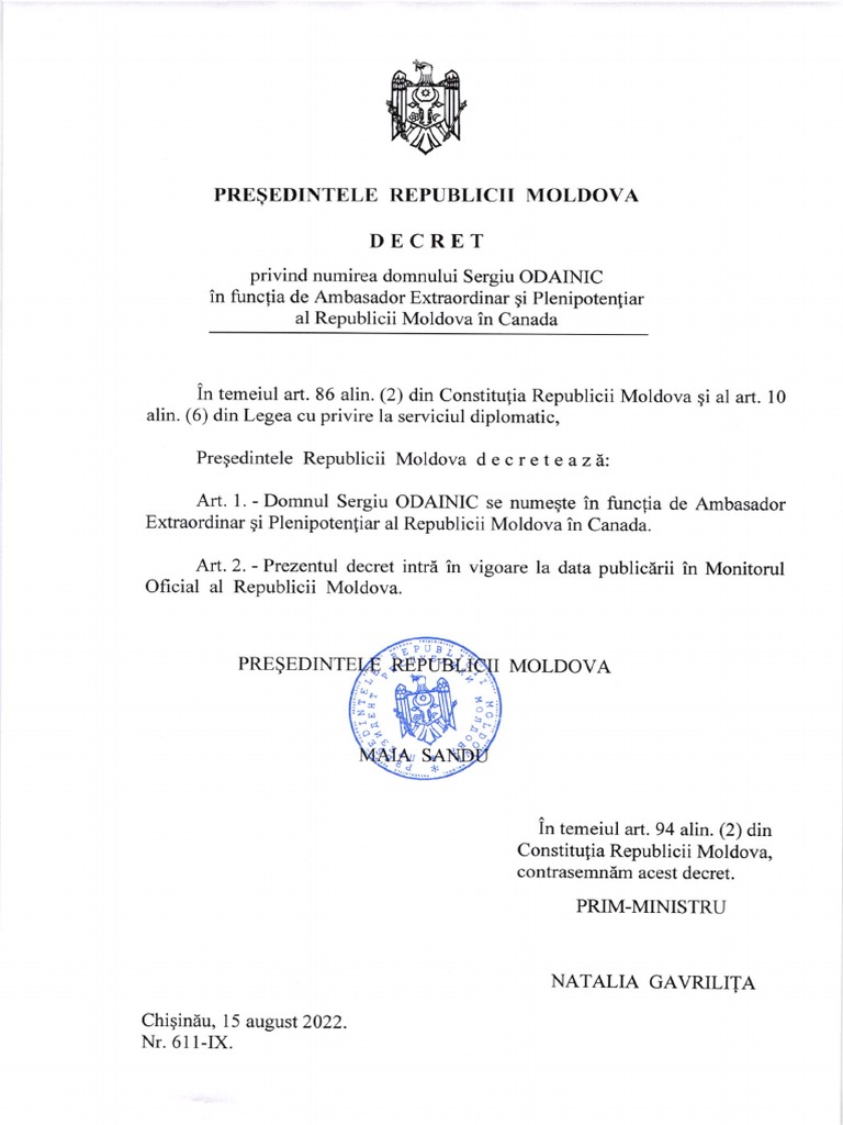 Decret: Presedintele Moldova | PDF