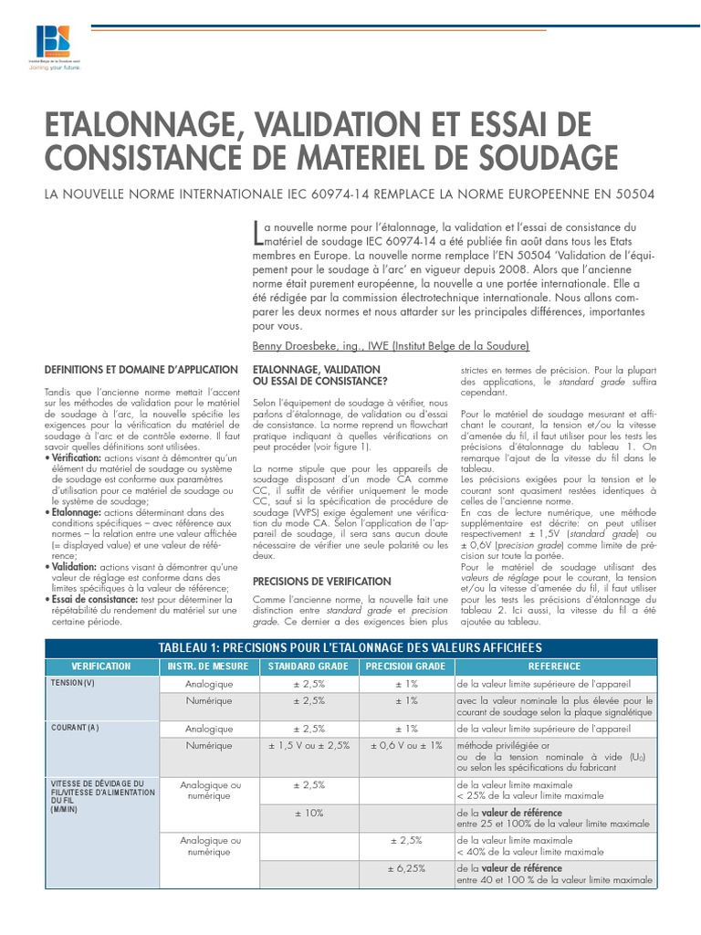 Norme IEC 6097414 Étalonnage et Validation PDF Calibrage Soudage — free download