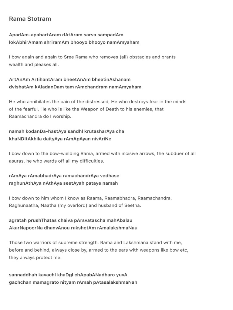 Rama and Hanuman Stotram | PDF | Sita | Rama