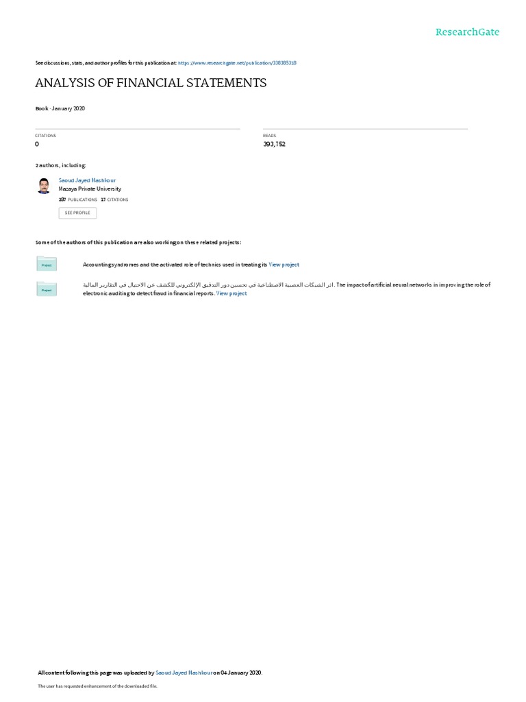 Analysis of Financial Statements PDF Revenue Financial Statement