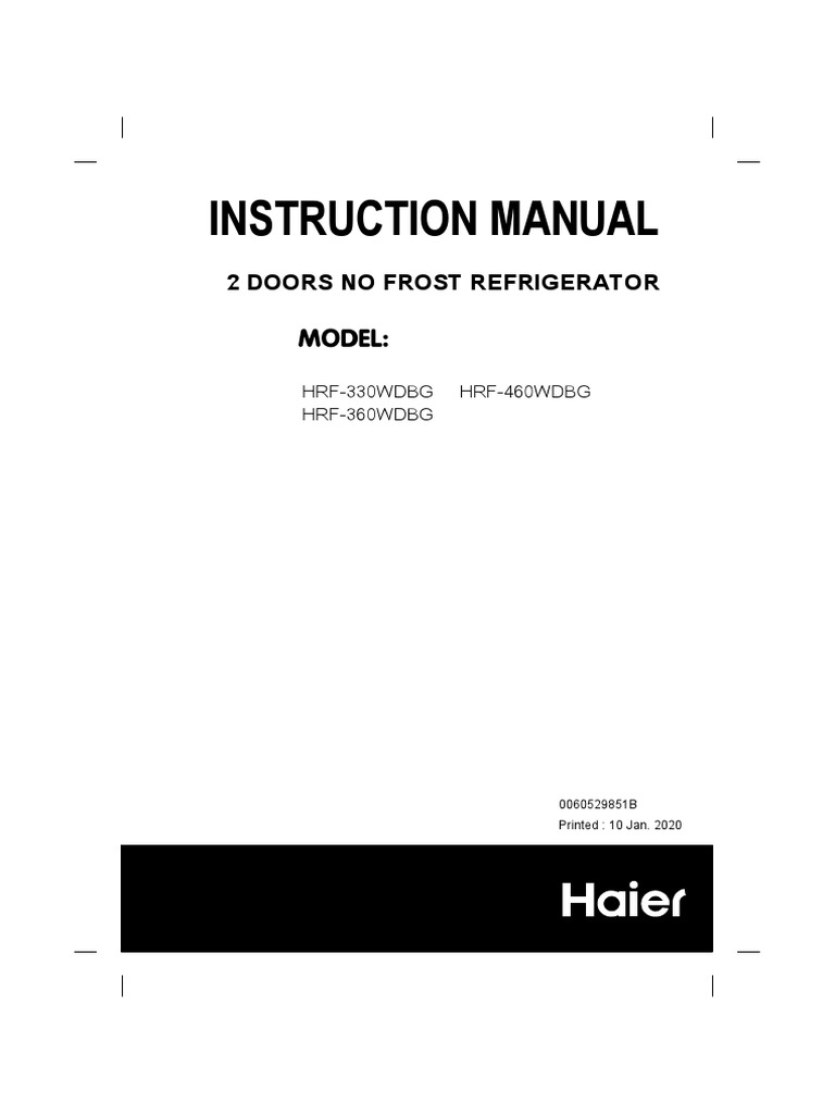 Haier User Manual PDF Refrigerator Manufactured Goods
